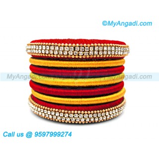 Red Colour Silk Thread Bangles