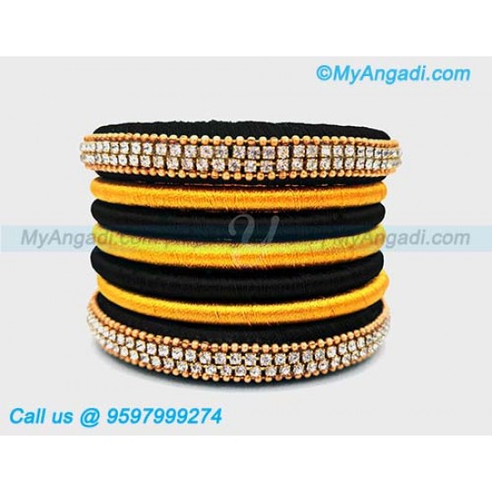 Black colour silk thread bangles