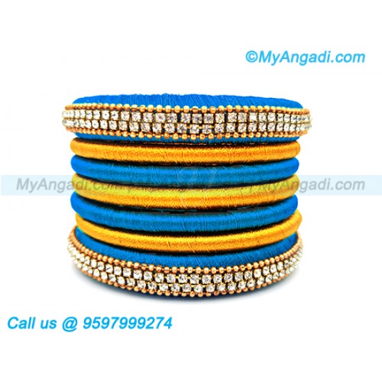 Blue Colour Silk Thread Bangles