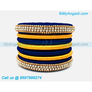 Dark Blue Colour Silk Thread Bangles