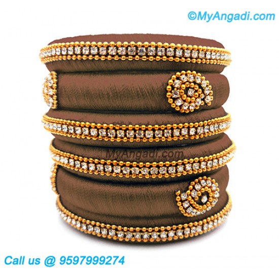 Kakki Colour Silk Thread Bangles