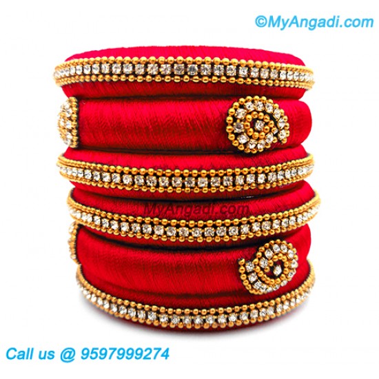 Red Colour Silk Thread Bangles