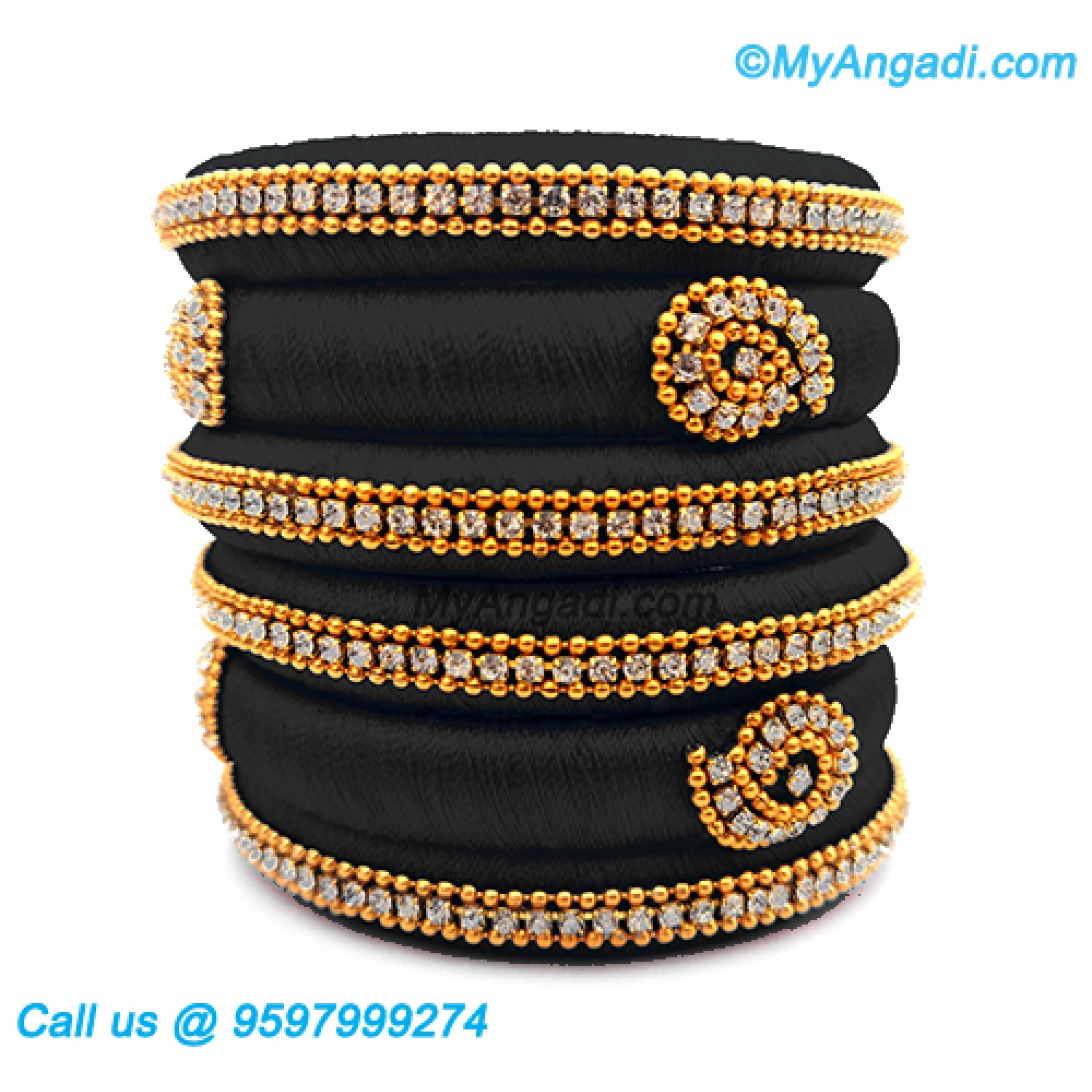 Silk thread bangles design black colour Clearance