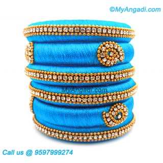 Blue Colour Silk Thread Bangles