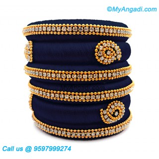 Dark Blue Colour Silk Thread Bangles