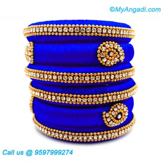Royal Blue Colour Silk Thread Bangles