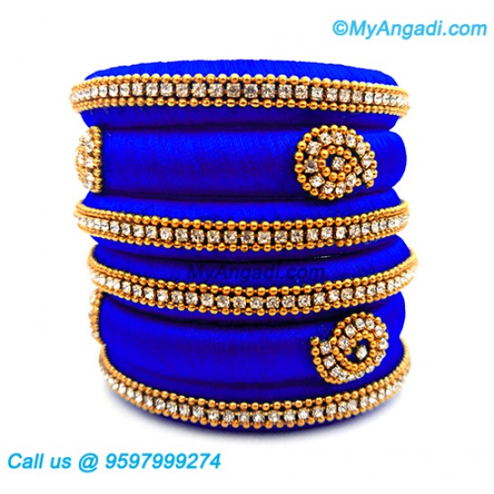 Royal Blue Colour Silk Thread Bangles