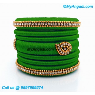 Green Colour Silk Thread Bangles