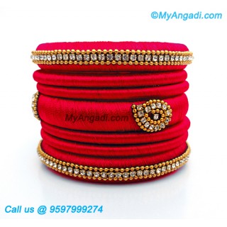 Red Colour Silk Thread Bangles