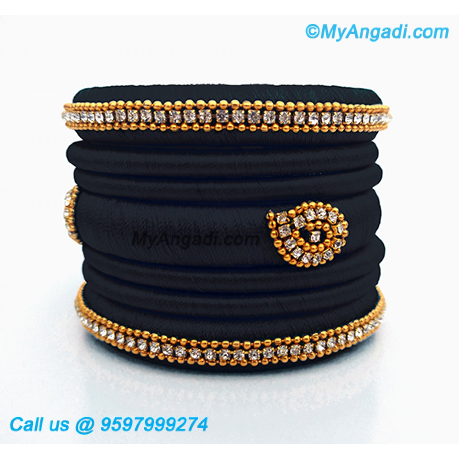 Silk thread bangles design black colour Clearance