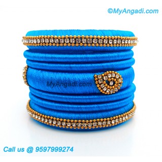 Blue Colour Silk Thread Bangles