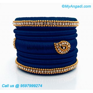 Dark Blue Colour Silk Thread Bangles