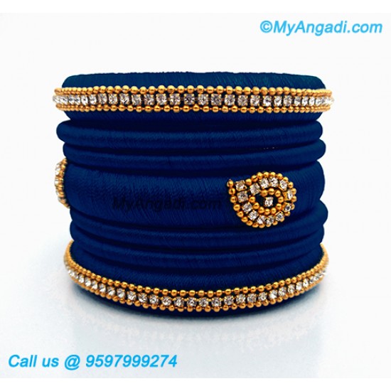 Dark Blue Colour Silk Thread Bangles