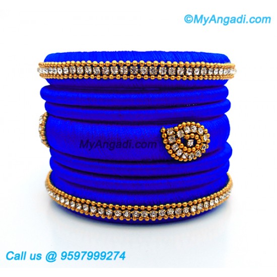 Royal Blue Colour Silk Thread Bangles