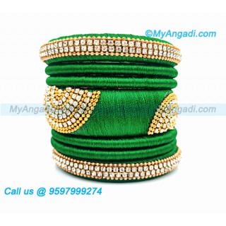 Green Colour Silk Thread Bangles