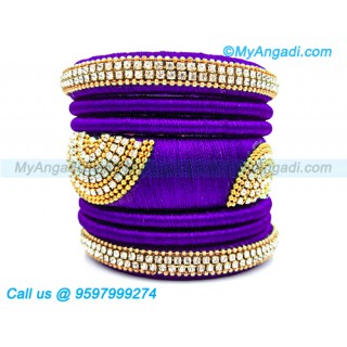 Violet Colour Silk Thread Bangles