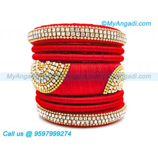 Red Colour Silk Thread Bangles