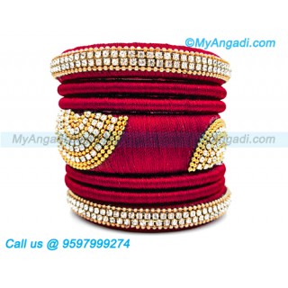 Maroon Colour Silk Thread Bangles