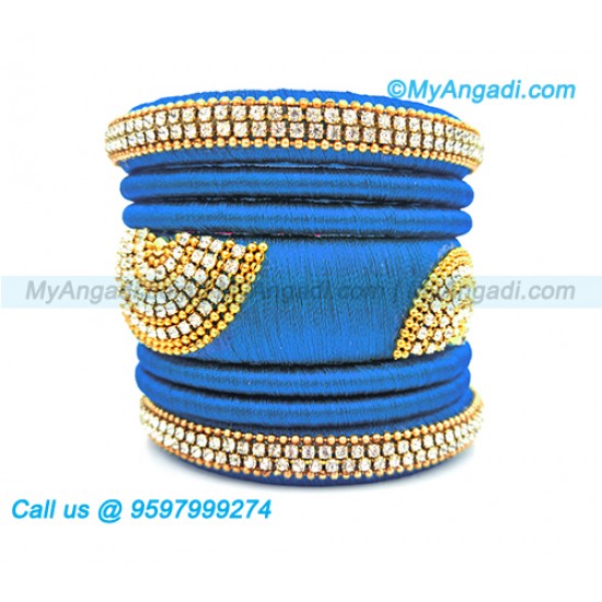 Blue Colour Silk Thread Bangles