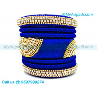 Royal Blue Colour Silk Thread Bangles