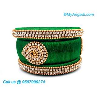 Green Colour Silk Thread Bangles