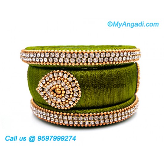 Olive Green Colour Silk Thread Bangles