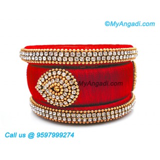 Red Colour Silk Thread Bangles