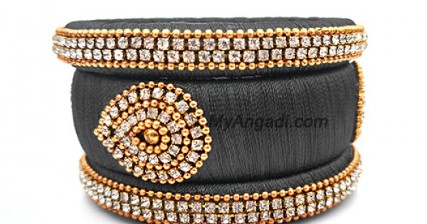 Black colour silk thread bangles discount