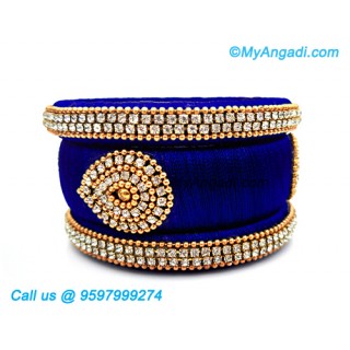 Royal Blue Colour Silk Thread Bangles