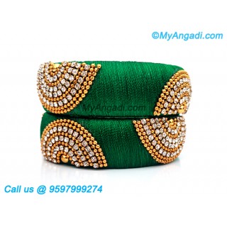 Green Colour Silk Thread Bangles