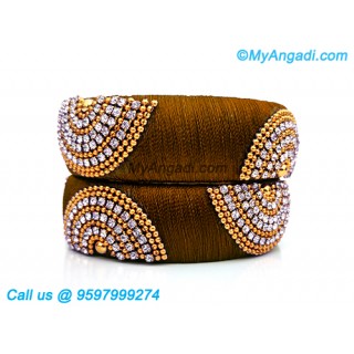 Kakki Colour Silk Thread Bangles