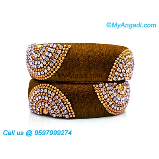 Kakki Colour Silk Thread Bangles