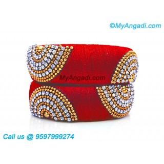 Red Colour Silk Thread Bangles