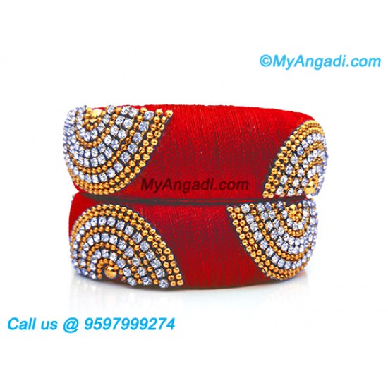 Red Colour Silk Thread Bangles