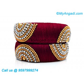 Maroon Colour Silk Thread Bangles