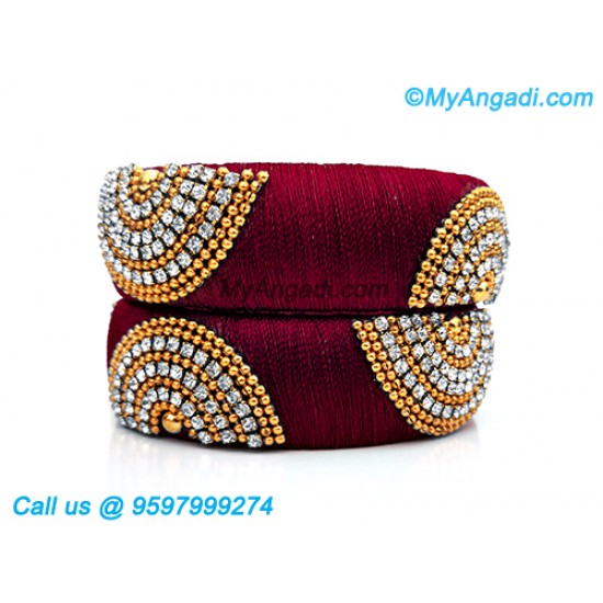 Maroon Colour Silk Thread Bangles