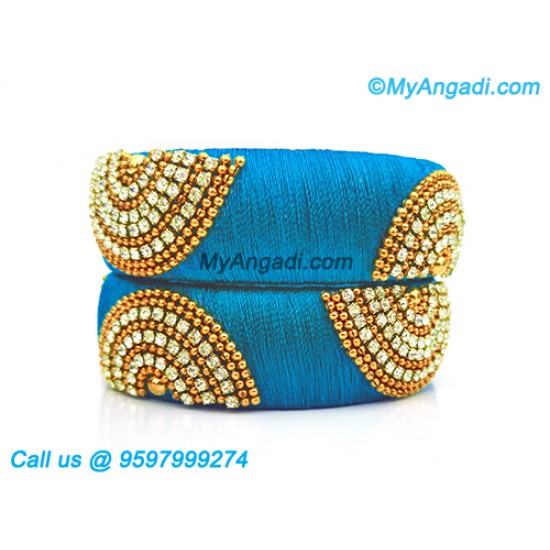 Blue Colour Silk Thread Bangles