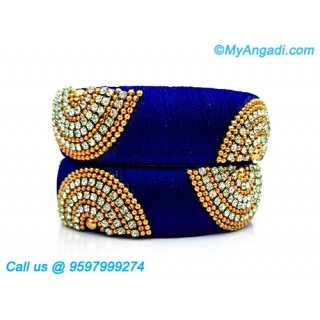 Royal Blue Colour Silk Thread Bangles