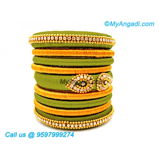 Olive Green Colour Silk Thread Bangles Olive Green Colour Silk Thread Bangles