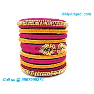 Majenta Colour Silk Thread Bangles