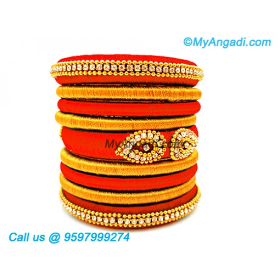 Orange Colour Silk Thread Bangles