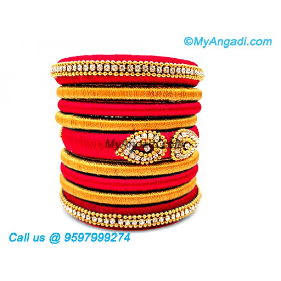 Red Colour Silk Thread Bangles