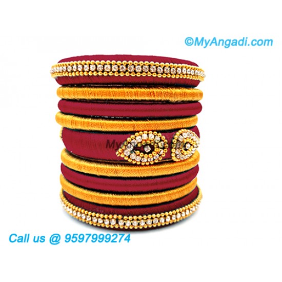 Maroon Colour Silk Thread Bangles