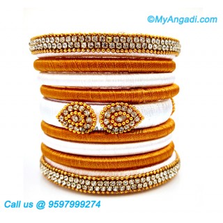 White Colour Silk Thread Bangles