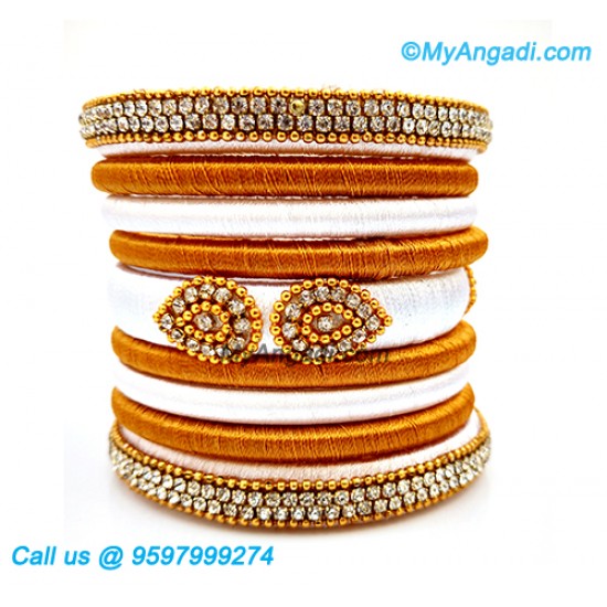 White Colour Silk Thread Bangles