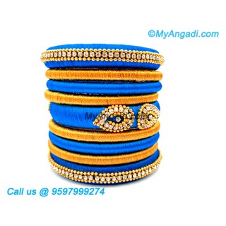 Blue Colour Silk Thread Bangles