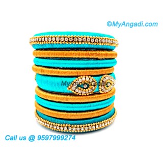 Turquoise Blue Colour Silk Thread Bangles