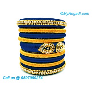 Dark Blue Colour Silk Thread Bangles