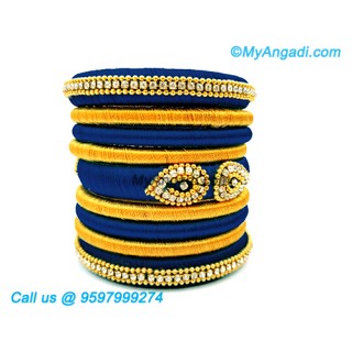 Dark Blue Colour Silk Thread Bangles