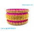 Pink Colour Silk Thread Bangles with Gold Jari